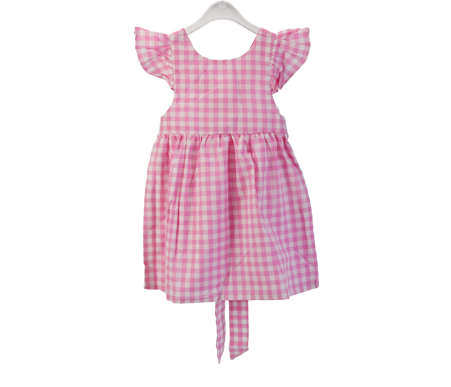 L.W. Clothing Company Pink Gingham Ruffle Girls Dress Baby and Toddler Bowknot Casual Party Dress A-Line Sundress 100% Cotton Gingham Pattern Easy-to-Use Back Closure
