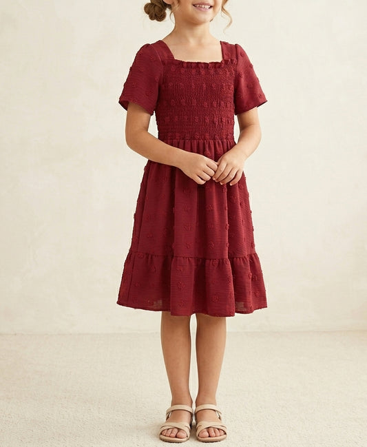 Girls Cotton Dress with Short Sleeves