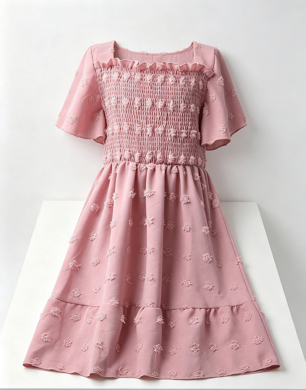 Girls Cotton Dress with Short Sleeves