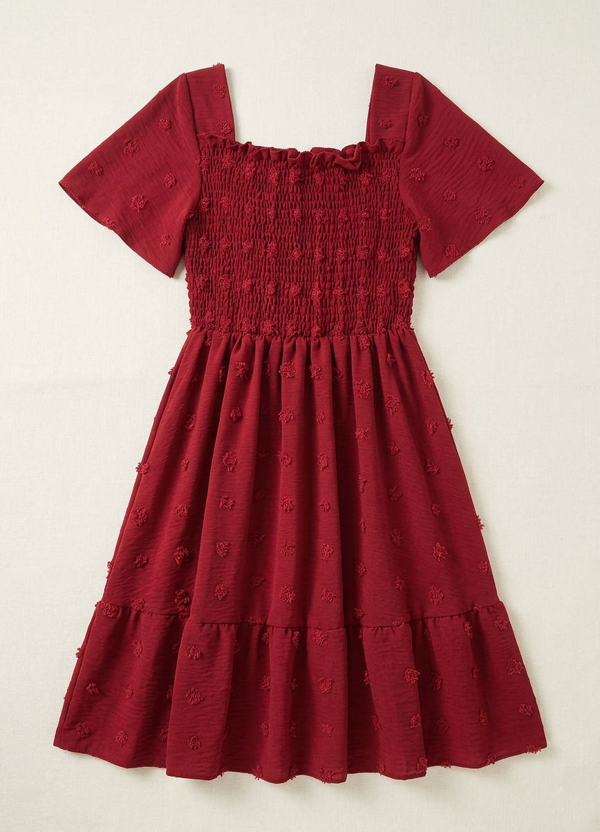 Girls Cotton Dress with Short Sleeves