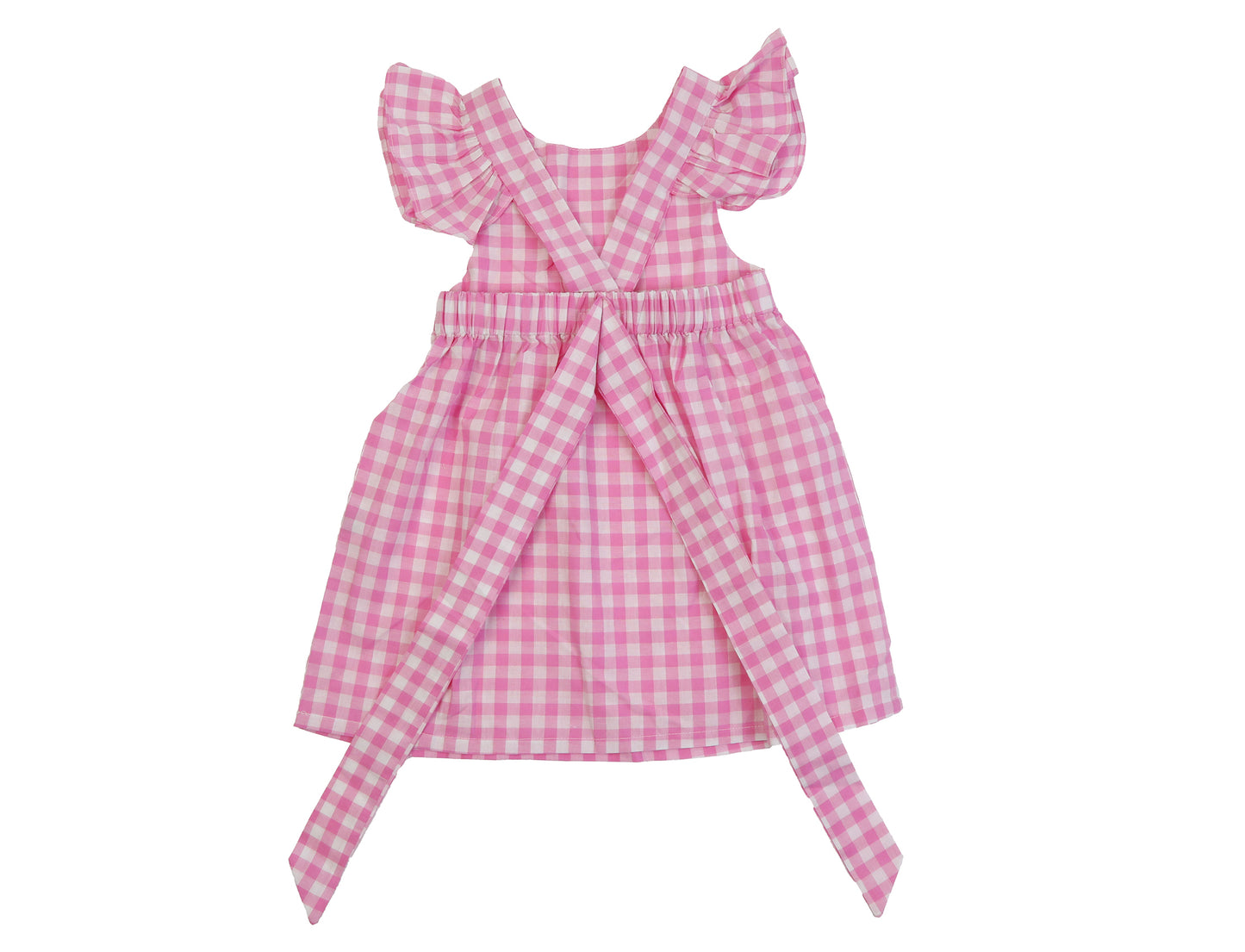 L.W. Clothing Company Pink Gingham Ruffle Girls Dress Baby and Toddler Bowknot Casual Party Dress A-Line Sundress 100% Cotton Gingham Pattern Easy-to-Use Back Closure