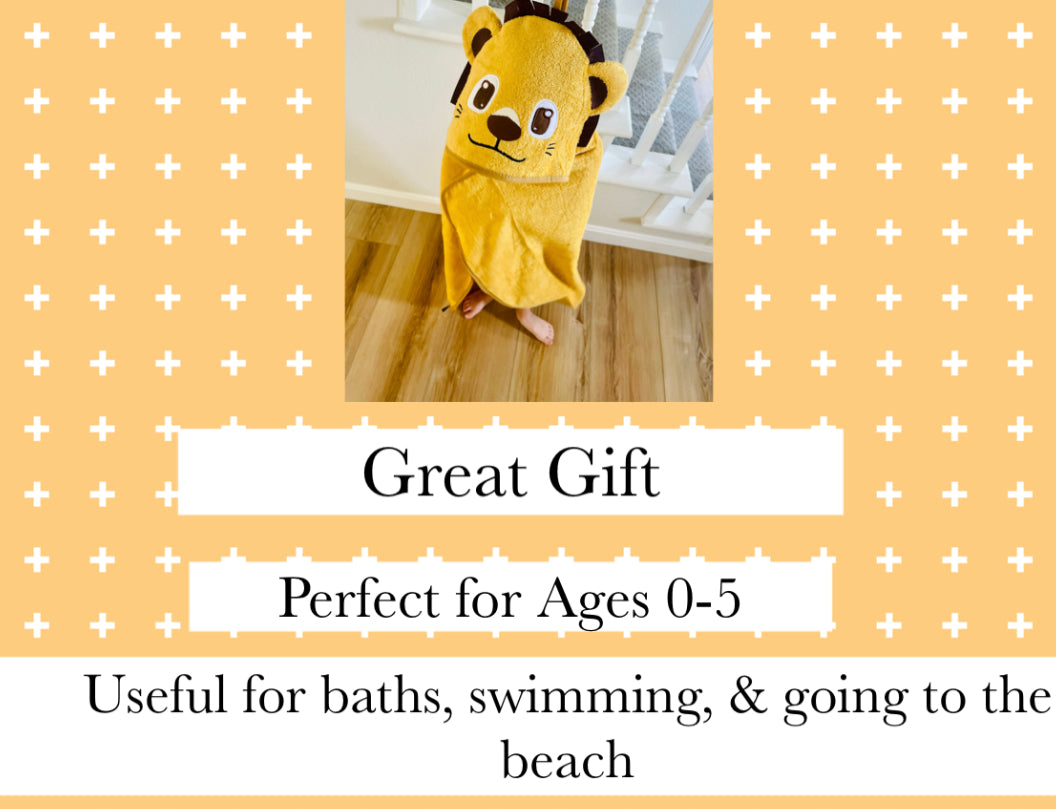 L.W. Clothing Company Baby & Toddler Lion Hooded Bath Towel Ultra Soft Towel with High Absorbency Baby or Toddlers bathrobe blanket great gift for boys and girls