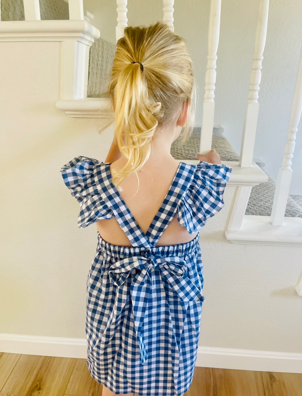 Blue Ruffle Baby and Toddler Girls Dress Flutter Sleeve Bowknot Casual Party Dress A-Line Sundress Summer Spring 4th of July Weddings Church