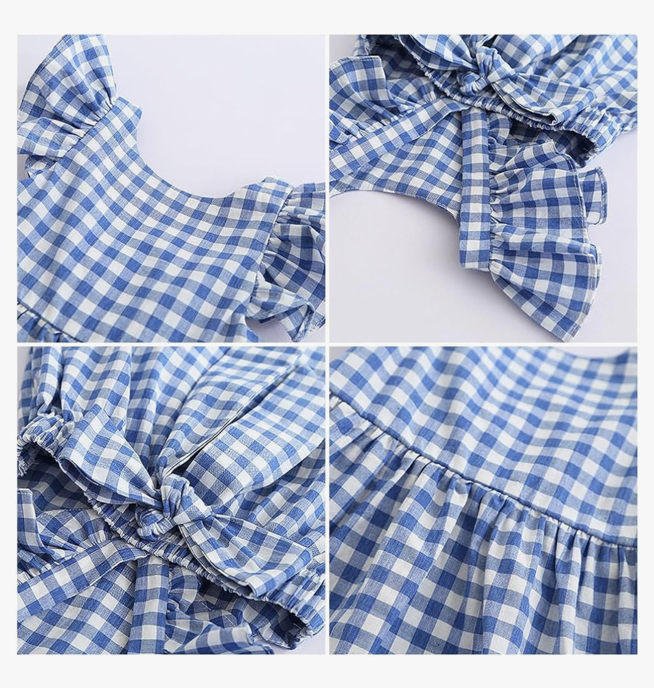 Blue Ruffle Baby and Toddler Girls Dress Flutter Sleeve Bowknot Casual Party Dress A-Line Sundress Summer Spring 4th of July Weddings Church