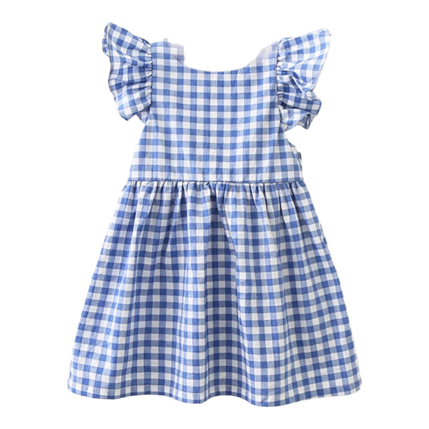 Blue Ruffle Baby and Toddler Girls Dress Flutter Sleeve Bowknot Casual Party Dress A-Line Sundress Summer Spring 4th of July Weddings Church