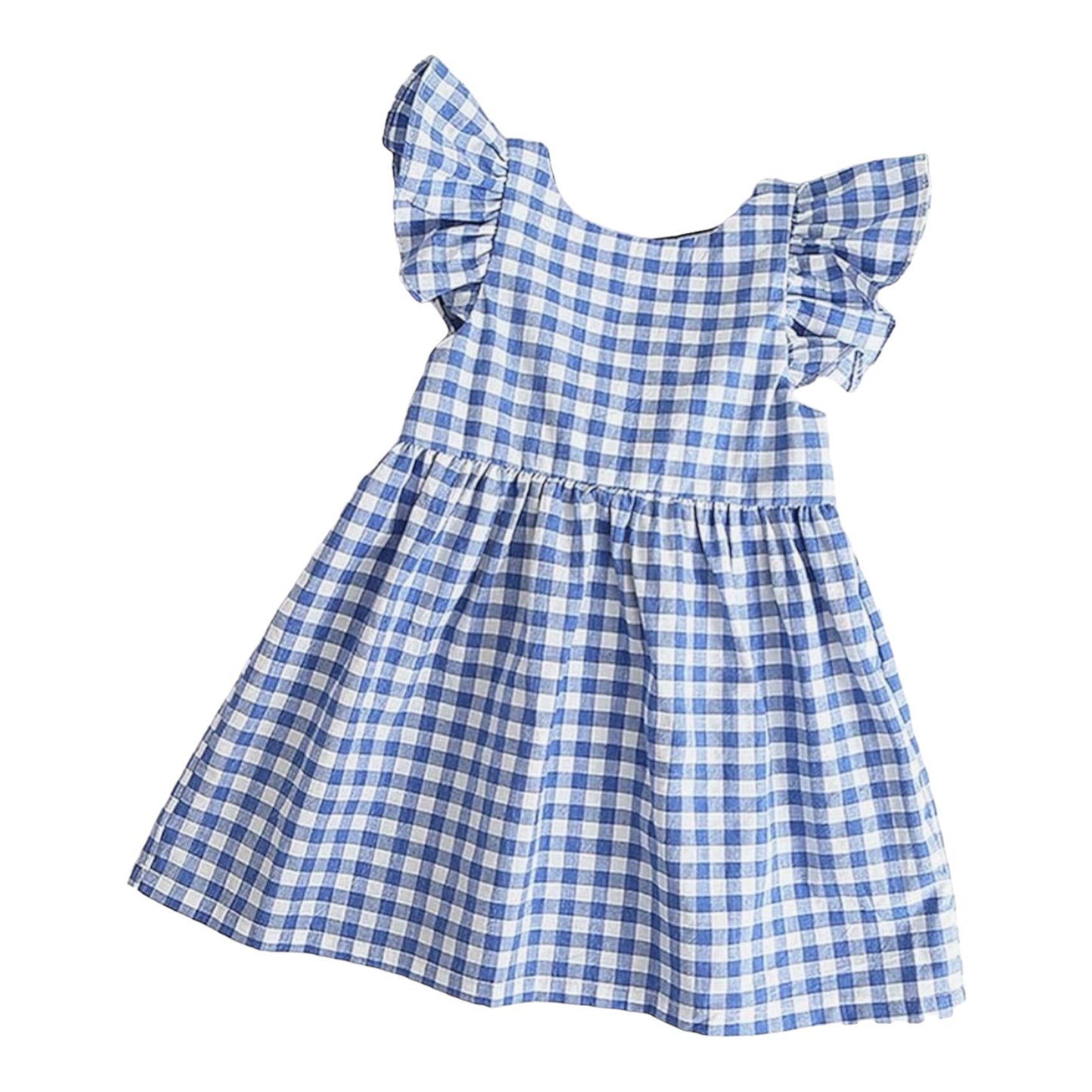 Blue Ruffle Baby and Toddler Girls Dress Flutter Sleeve Bowknot Casual Party Dress A-Line Sundress Summer Spring 4th of July Weddings Church