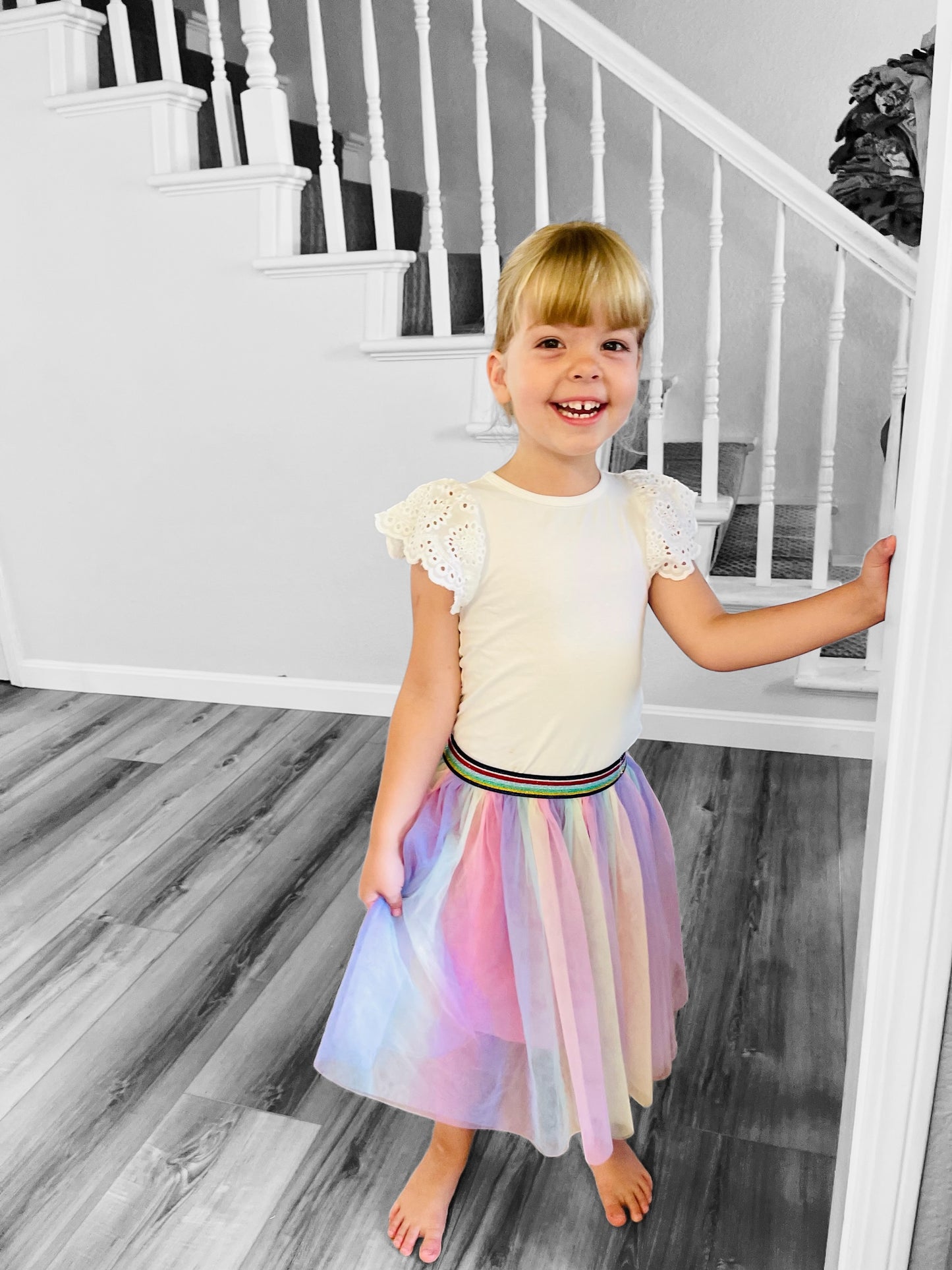 Rainbow Girls Tulle Double Layered Ballet Skirt