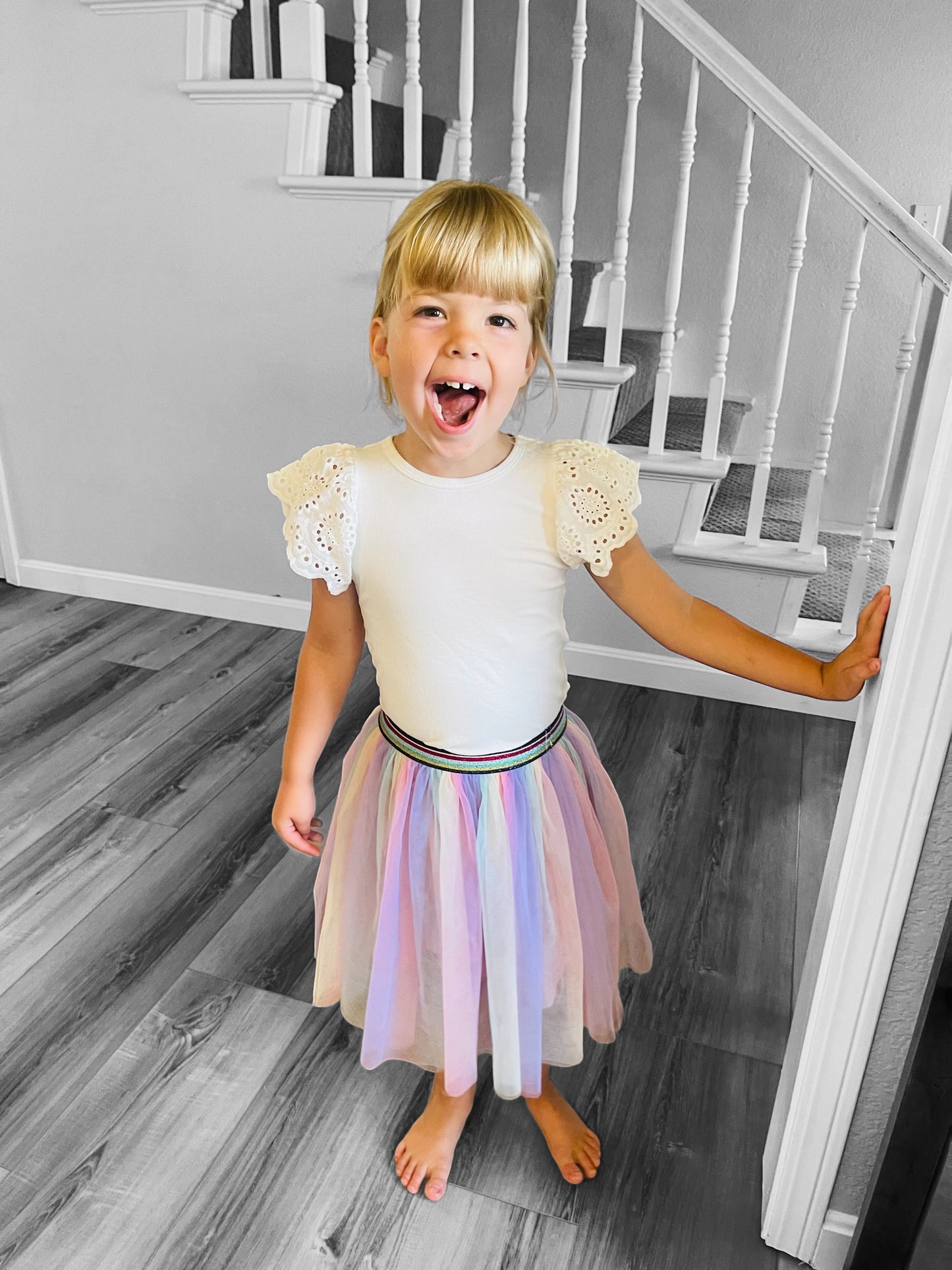 Rainbow Girls Tulle Double Layered Ballet Skirt