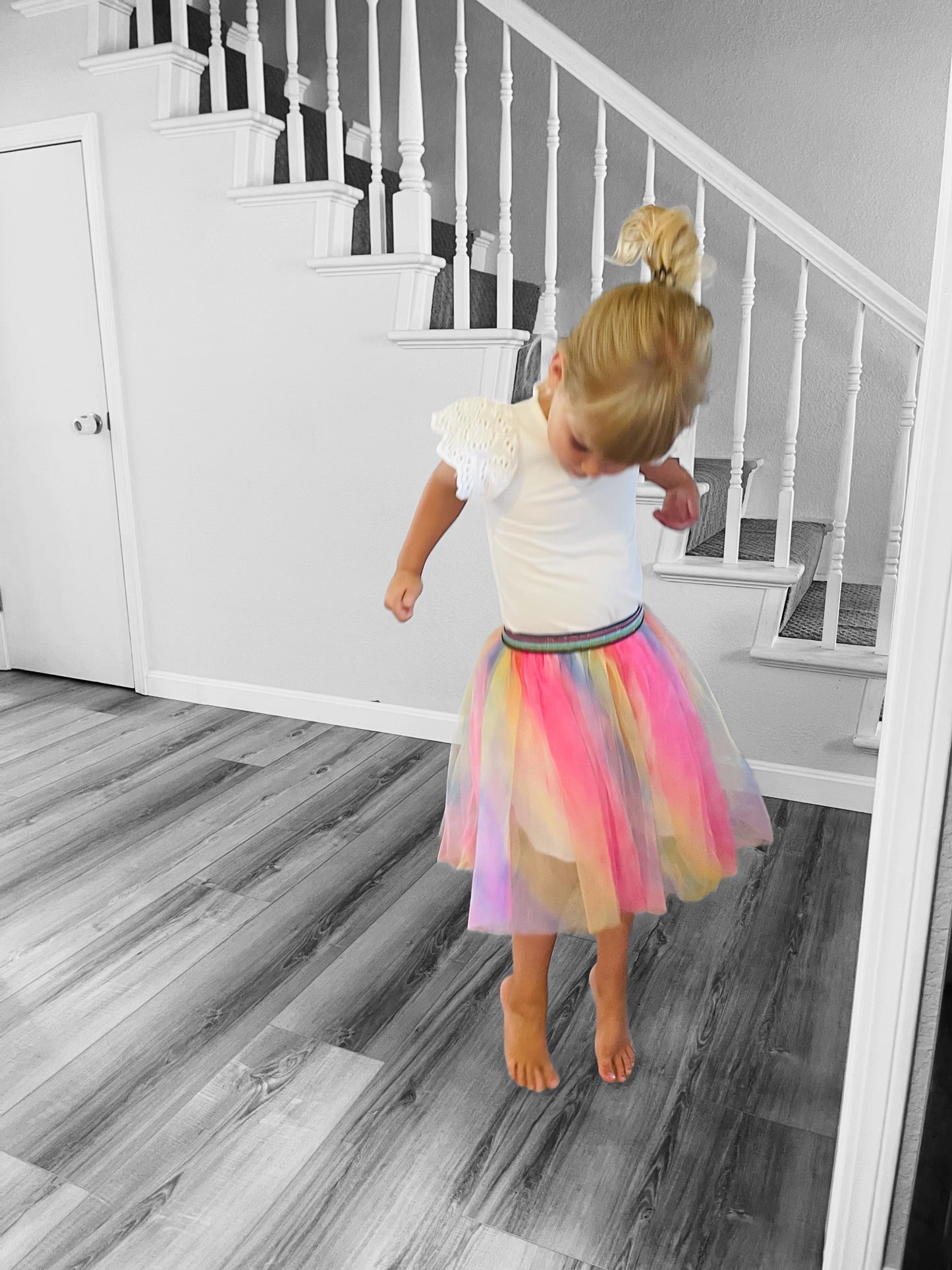 Rainbow Girls Tulle Double Layered Ballet Skirt