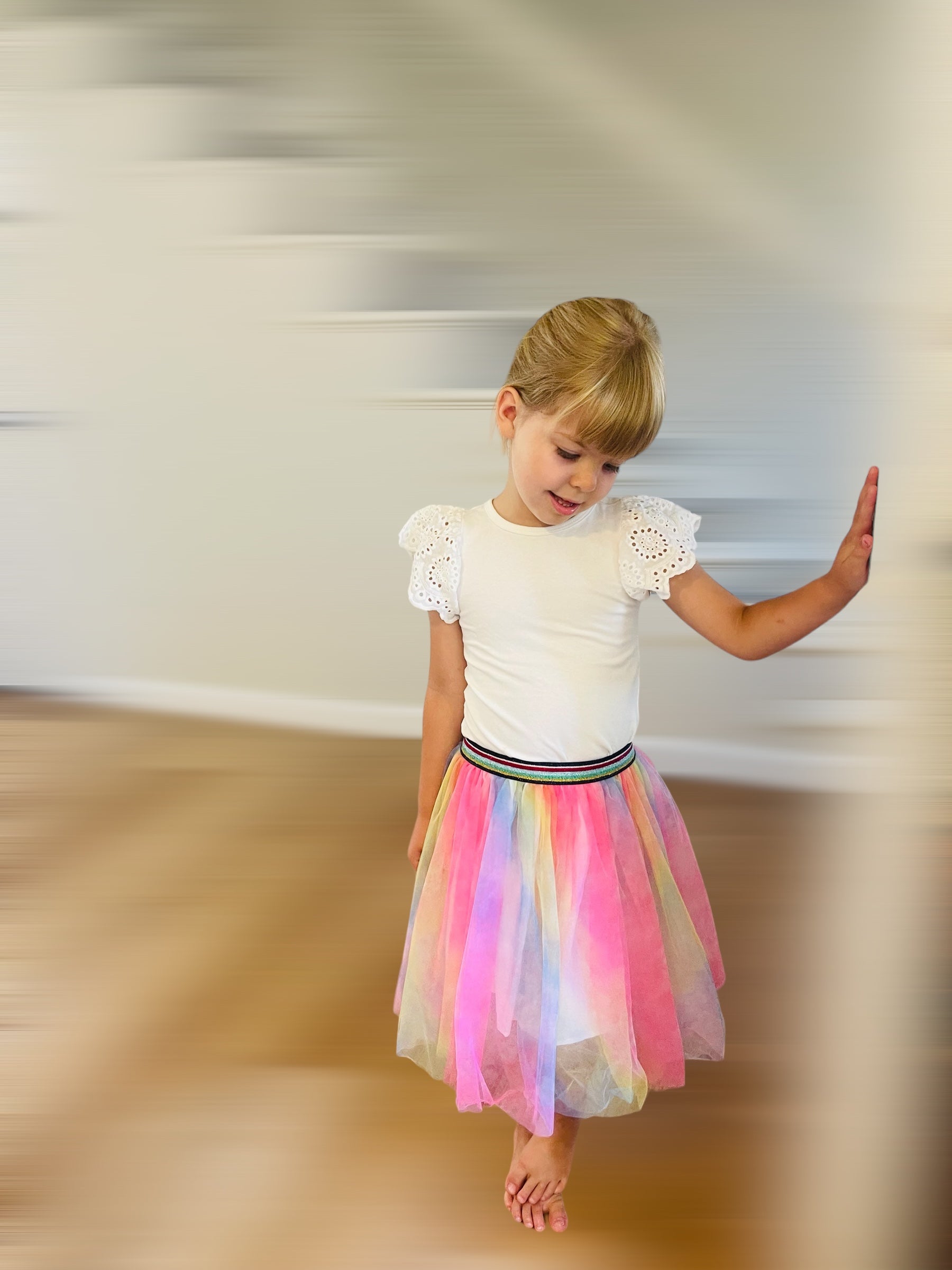Long Rainbow Skirt Child Rainbow Fairy Tutu Skirt, Little Girls