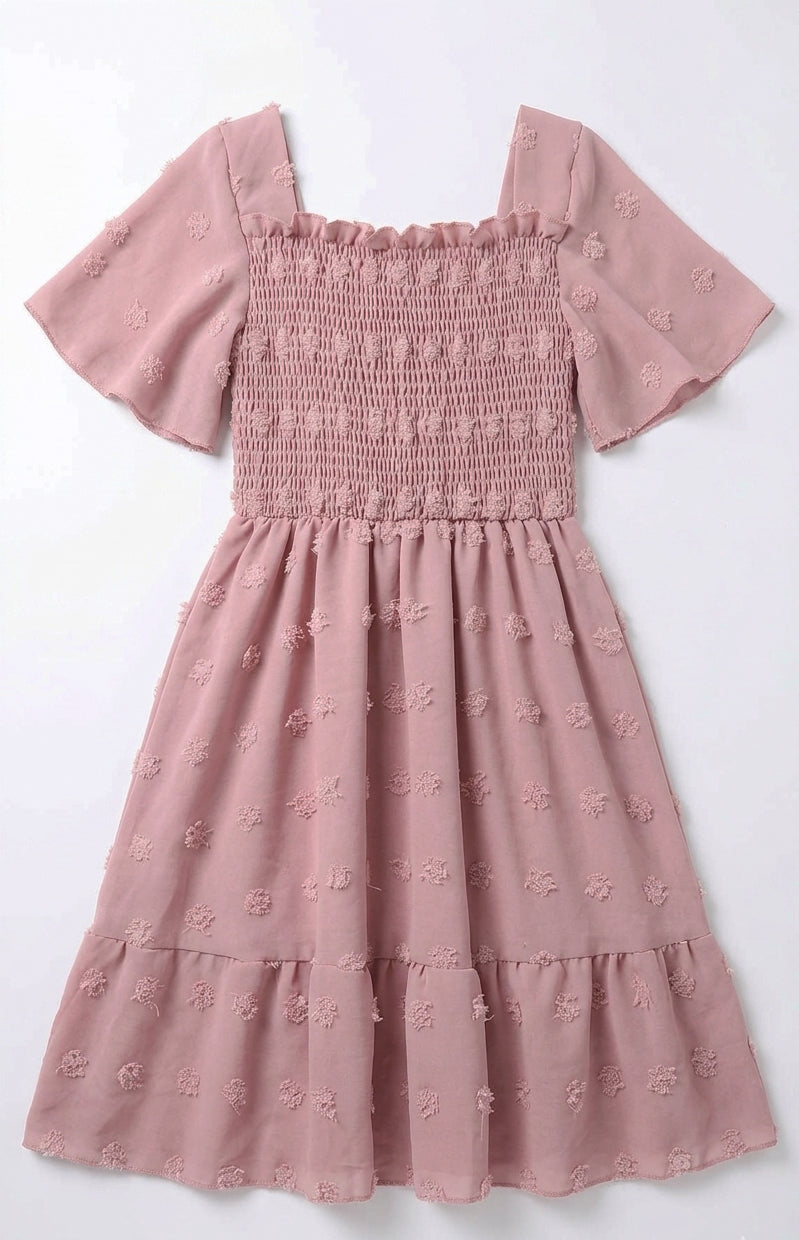 Girls Cotton Dress with Short Sleeves