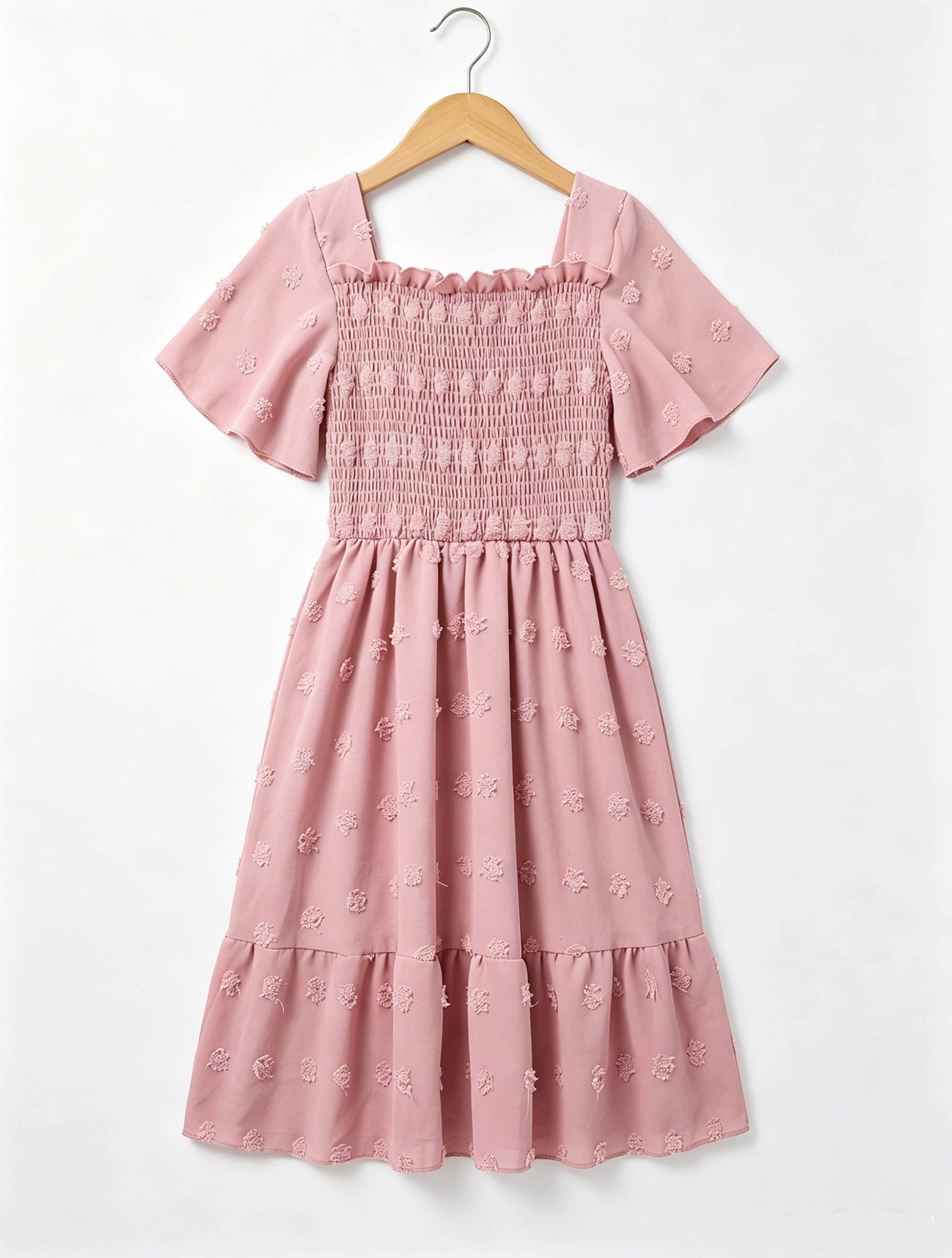 Girls Cotton Dress with Short Sleeves